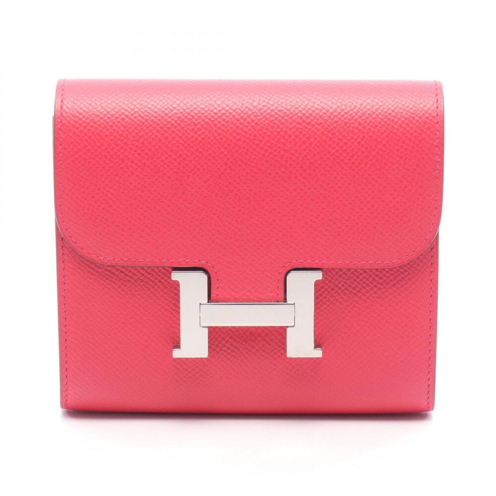 Hermes Constance Compact Bi-fold Wallet, Leather, Calfskin (Cowhide), Veau Ep...